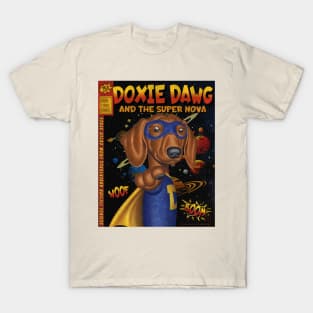 Funny superhero Doxie Dawg Dachshund Dog cute doxy fur baby fighting for justice T-Shirt